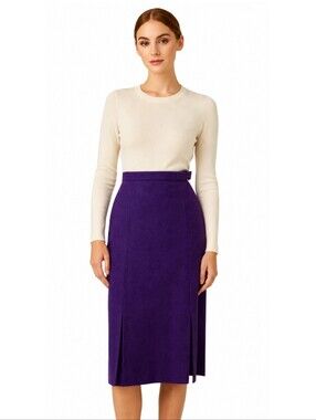 Avoca Collection Purple Vintage High Waist Midi A-Line Skirt